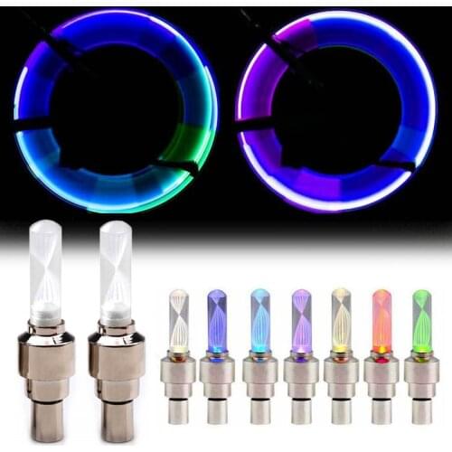 2Pcs Colorful Light Wheel Valve LED Glowing Decoration Lamp for Bicycle Motorcycle Motion Sensors Lights