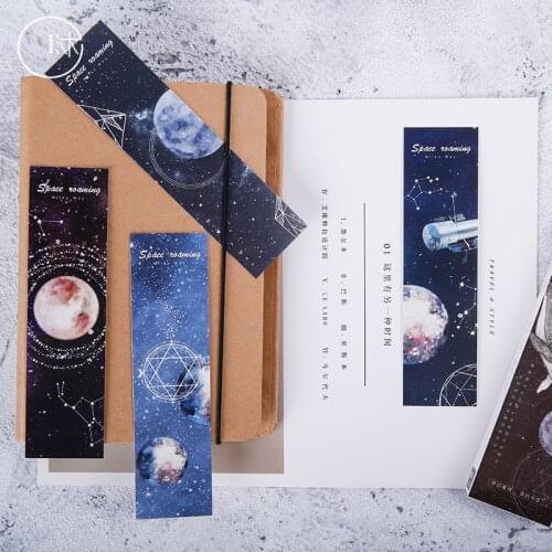 30 PCS/Pack Creative Starry Sky Paper Bookmark Stationery Marks For Book School Supplies Cute Message Card For Students New