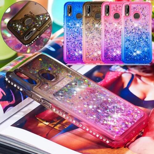 For Huawei P20 P30 P40 Mate 20 30 Pro Lite Y5 Y6 Case Diamond Jewelled Bling Liquid Quicksand TPU Shockproof Rhinestone Cover
