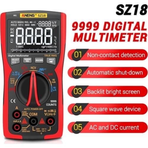 SZ18 Digital Multimeter 9999 Counts Automatic True RMS Analog Multimetro DIY Transistor Capacitor NCV Tester LCR Meter