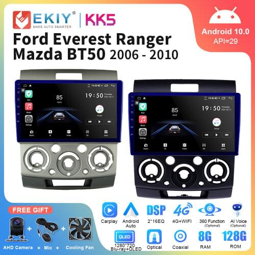 EKIY 1280*720P QLED DSP Android 10.0 Car Radio For Mazda BT-50 BT50 For Ford Everest Ranger 2006-2010 Stereo Multimedia GPS Navi