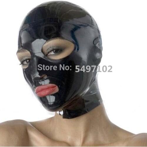 Hot Sale Limit Solid Time Real New Hot Sexy Women Latex Hoods Open Eyes&mouth Mask Monochrome Common Hood Female