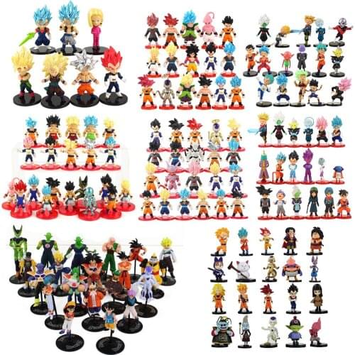 4-10cm Anime Dragon Ball Z Figure Toy Super Saiyan Goku Vegeta Jiren Broli Trunks Majin Buu Frieza Piccolo Cell Model Doll Gifts