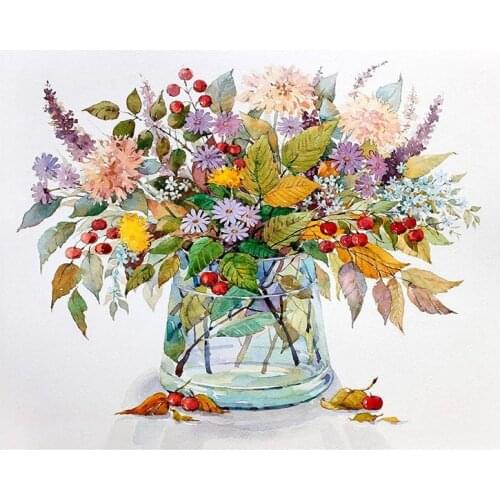 Paint By Numbers for Adults,DIY Flowers Oil Painting Kit on Canvas,Arts Craft for Wall Decor Bouquet 40x50cm(No Frame)