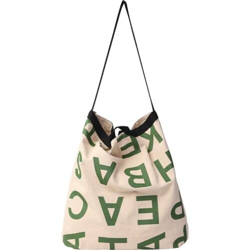 Korean Leisure Large Capacity Canvas Bag Net Red Letter Printing Handbag Simple Fashion One Shoulder Messenger Bag Womens Bag