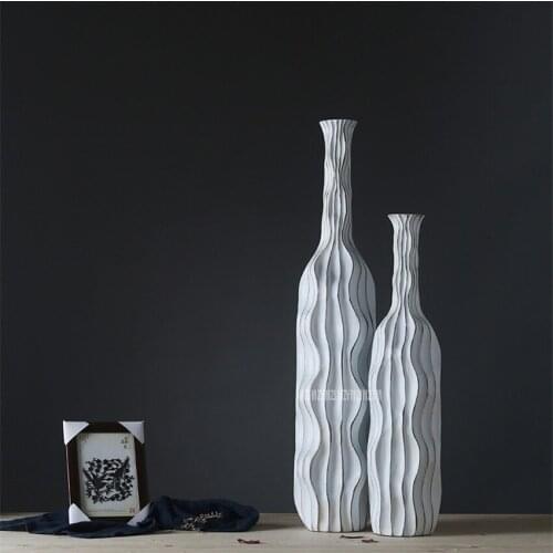 Creative Abstract Retro Wave Resin Flowers Vase Vintage Large Floor Vase Living Room Minimalist Home Furnishing Crafts