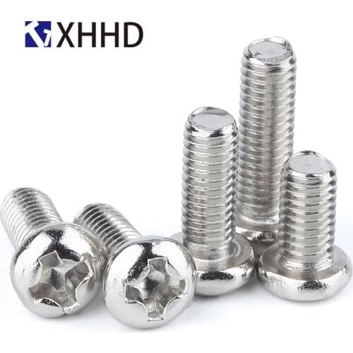 M2 M2.5 M3 M4 Pan Head Machine Screw Phillips Cross Recessed Metric Thread Round Head Bolt Iron Steel Nickel Plated