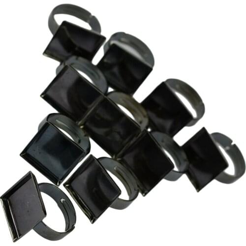 Ring Blanks Bulk 16 x 16mm Square Bezel Adjustable Cabochon Ring Settings 10Pcs