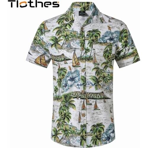 Summer Hawaiian Shirt Mens Printed Short Sleeve Hawaii Beach Coconut Tree Patterns Button Down Hawaiian Shirts for Men M-5XL