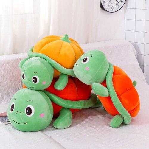Cute 35/50/60/75cm plush tortoise with Pumpkin Back Shell high quality soft Pillow Soothing doll cushion christmase gift for kid