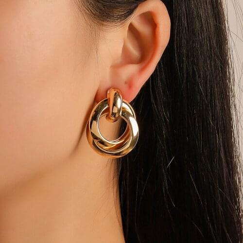 Aretes Fashion Exaggerated Circle Earrings Punk Geometric Metal Earring Women