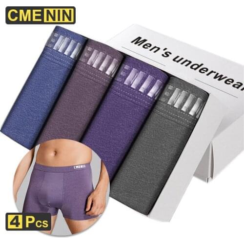 CMENIN 4Pcs Free Cotton Sexy Boxer Mans Underwear Men Comfortable Mens Underpants Boxershorts Men Long Boxer CM009