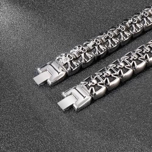 HAOLYNJOY 17mm Skull Series Punk Mens Charm Bracelet Jewelry Wristband Accessories Gift Chain