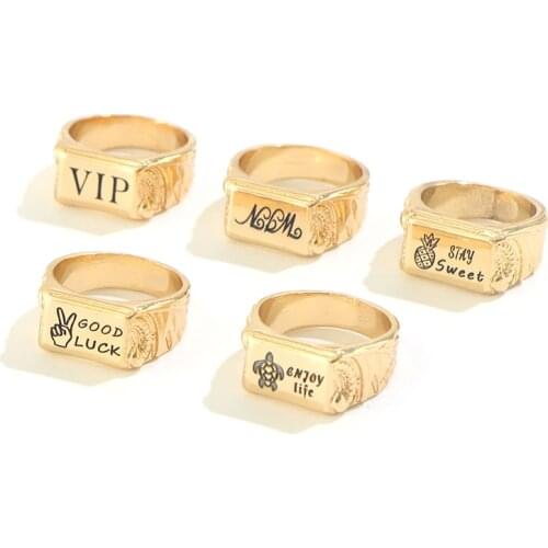 KOMi Hawaiian Polynesian Style Customizable Name Alphabet Constellation Pattern Couple Ladies Men Ring Jewelry Size 8 10 12
