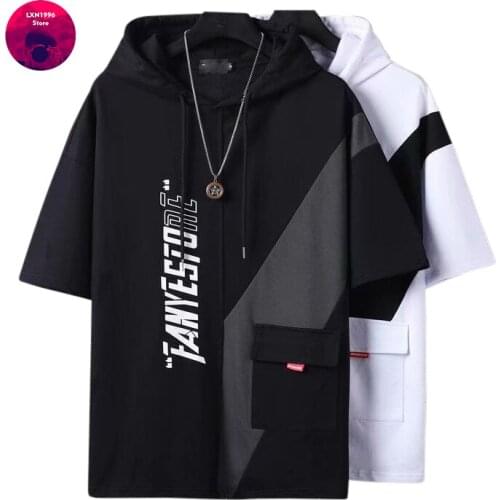 2021 New Mens T Shirts Gothic Fashion Harajuku Short Sleeve Tops Tees Male Casual Best Seller Men Clothing Hooded T Shirts Men
