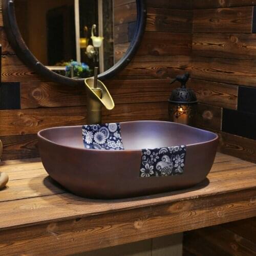 Oval Artistic Handmade Ceramic wash basin Counter top wash basin art ceramic wash basin bathroom sinks