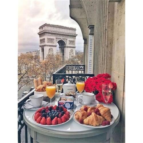 5D Full Square Diamond Painting Paris Tower Diamond Embroidery City Landscape Mosaic Cheers Cup Craft Kit Home Decor