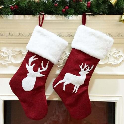 Christmas Stocking Sack Xmas Gift Candy Bag 2022 New Year Noel Christmas Decorations For Home Navidad Sock Christmas Tree Decor