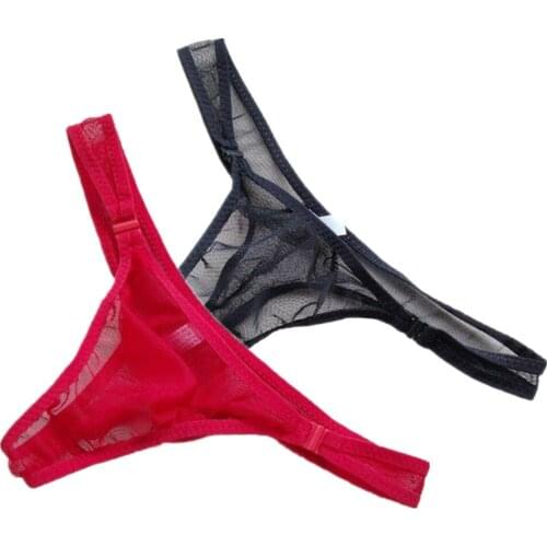 Mesh Thong Men Ultra Thin Transparent Mens Sexy G-string Underwear Buckle Design Lightweight Male Perspective Briefs