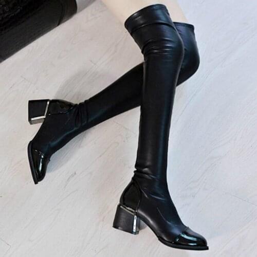 Spring And Autumn Season Overlength Canister Boots With Too Knee Boots Sharp Knight Stovepipe Boots Elastic Force Boots You