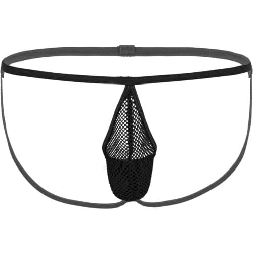 Sexy Male Mens G-String Panties Hot Fishnet Lingerie Low Rise Bulge Pouch Open Butt G-String Jockstrap Thong Briefs Underwear