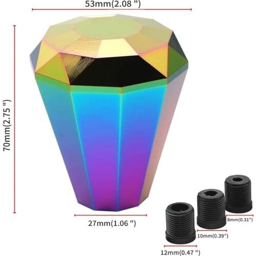 Universal Diamond Shift Knob Aluminum Manual Shift Lever Knob With 8/10/12MM Adapter Auto Replacement Parts Car Accessories