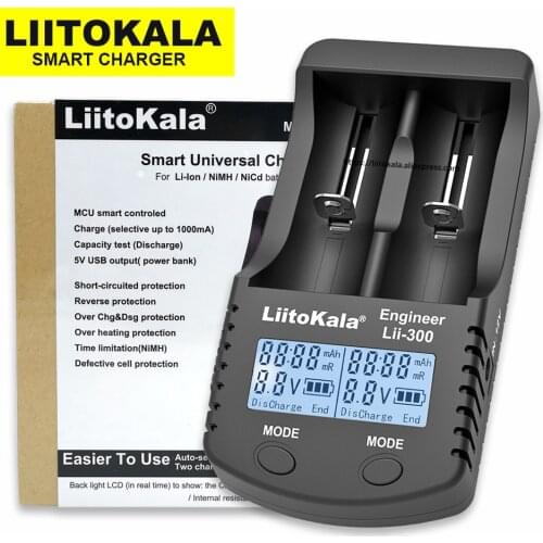 LiitoKala lii-300 LCD 18650 Battery Charger lii300 For 18650 26650 14500 10440 17500 1.2V AA AAA Ni-MH Rechargeable Battery Back