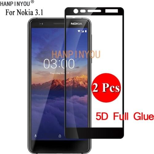 2 Pcs/Lot For Nokia 3.1 TA-1049 TA-1057 TA-1063 TA-1070 5D Full Glue Full Cover Screen Protector Tempered Glass Protective Film