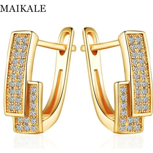 MAIKALE Popular Stud Earrings Fashion Temperament Woman Copper Cubic Zirconia Long Earrings For Women Accessories High Quality