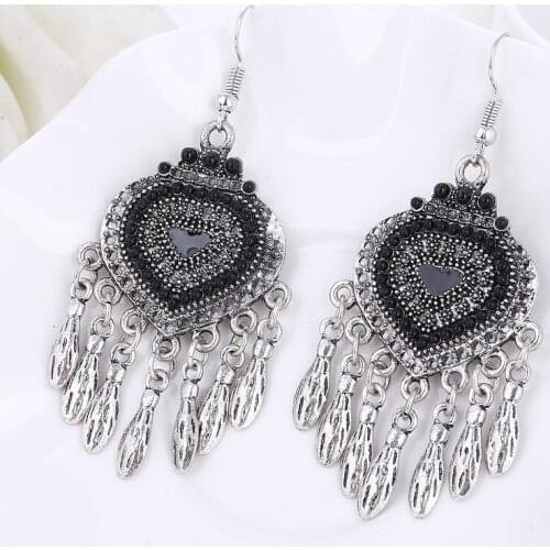 Retro Fashion Black Acrylic Earrings Dangle Earrings For Women Vintage Brincos Drop Leave Earrings Jewelry Pendientes