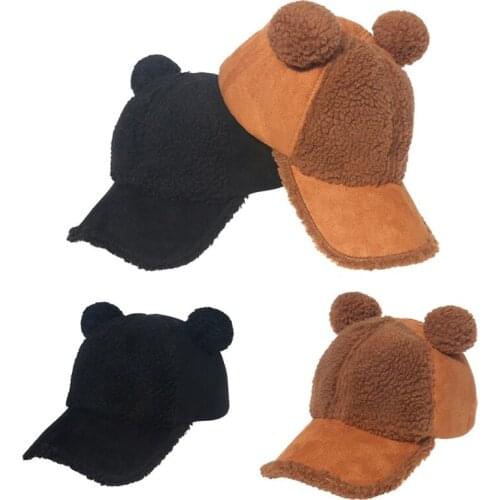 Student Wide Brim Hat Girls Boys Winter Baseball with Bear Ear Boys Girls for Warm Keeping & Wind Protection LX9E