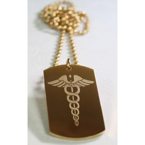 Gold dog tags new PERSONALIZED Mens Stainless Steel dog tag hot sales Gold identification dog tag