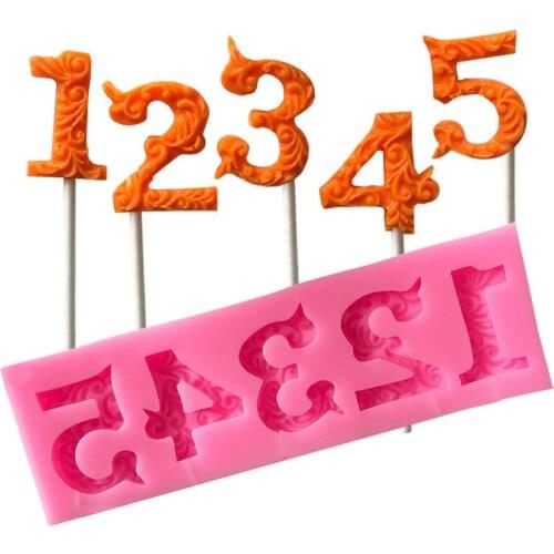 0-9 digital silicone mold Chocolate fondant Cake decorating DIY mold Lollipop mold