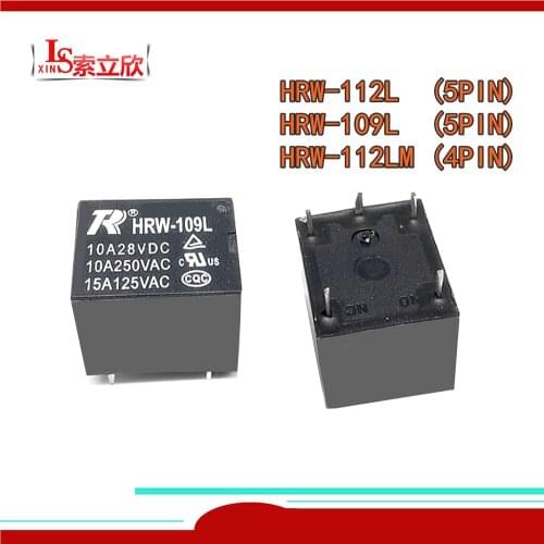 10PCS/LOT 100%Original New Relay HRW-112LM 12VDC HRW-112L 12VDC HRW-109L 9VDC HRW-112L-12VDC 4PIN 5PIN 15A 12V 9V