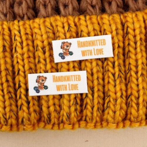 112 Custom Iron On Labels, Personalized Brand , Organic Cotton Labels, Custom Design, Business Name (TB2143)