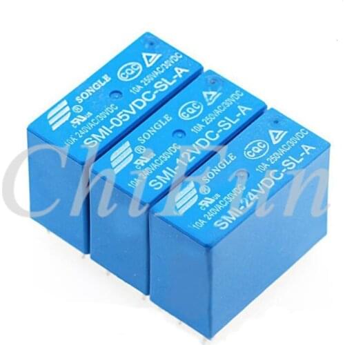 20pcs/lots SMI-05V 12V 24VDC-SL-A -SL-C -SL-2C 5A 10A 4 foot Songle Relay