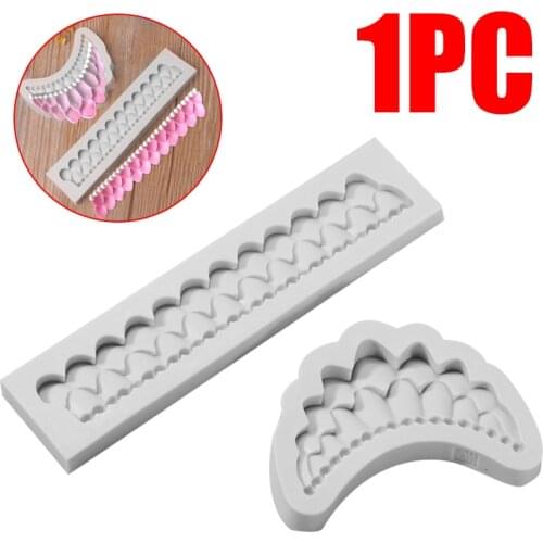 3D Curtain Shape Mold Fondantcake Lace Edge Decorating Mold Chocolate Cake DIY Pastry Baking Silicone Mold For Kitchen Used