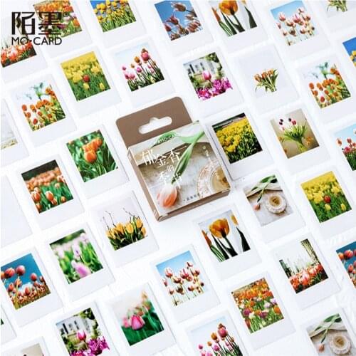 46 pcs/pack Tulip Season Decorative Washi Stickers Scrapbooking Stick Label Diary Stationery Album Stickers