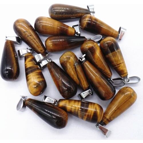 50Pcs 25x10mm Wholesale Natural Brown Tiger Eye Gem Teardrop Pendant Bead DIY Earrings Handmade Jewelry Accessories S673