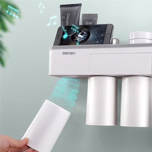 Bathroom Decoration Accessories Wall Paste Mounted Toothbrush Holder Inverted Magnetic Suction Rack Bathroom Set Dropship XNC