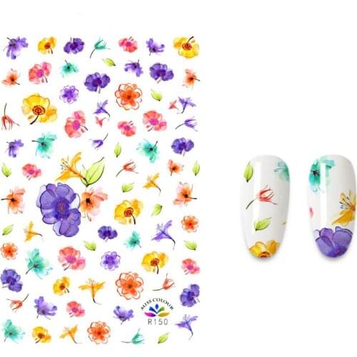 Watercolor Floral Nail Sticker Art Stickers Foil Adhesive Decals Designs Manicure Decorations Nail Salon