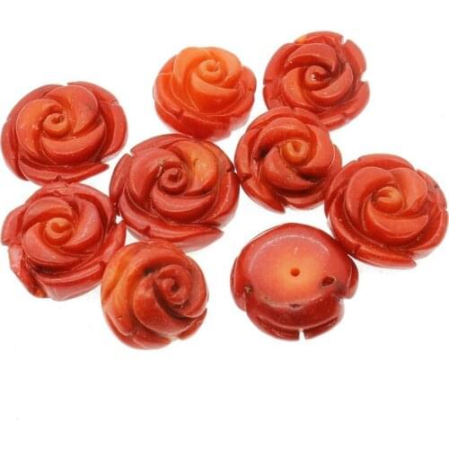 1pc Synthetic Coral 13*23mm Rose Flower Loose Beads Charms Women Jewelry Making DIY Bracelet Necklace Earrings Accessories
