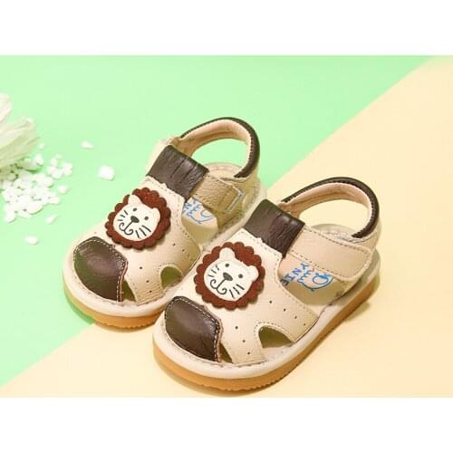 1-5 years old girls leather soft bottom shoes Finn children sandals men and women baby toddler shoes cartoon Baotou sandals
