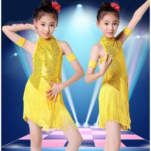 Kids Latin Dance Dress for Girls Fringe Latin Dance Costume Clothes Ballroom/Tango/Rumba/Samba/Latin Salsa Dress for Dancing