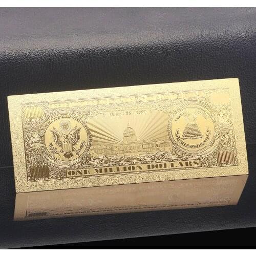 Home Decor Paper Money Souvenir America USD One Million Dollar Gold Banknote In 99.9% Gold Foil Bill Replica for Collection