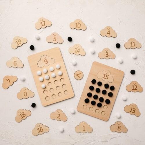 1-20 Number Boards Montessori Matching Toy for School Kids Wooden Letter Fine Motor Skills Development Educational Toy