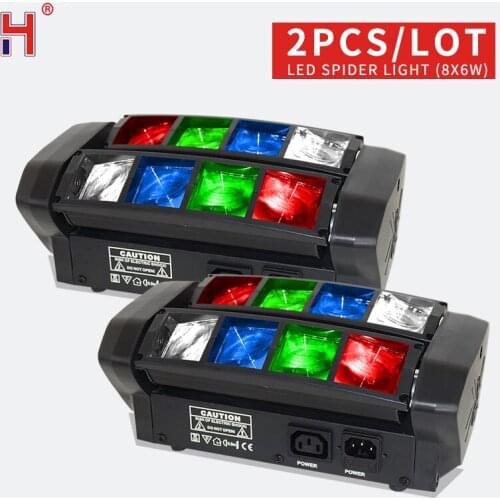 2pcs/lot Portable Moving Head Light LED Mini Spider 8*6W RGBW Beam Light For laser projector