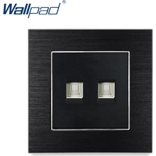 Dual Computer Socket Network Data Ethernet RJ45 CAT6 Wallpad Luxury Satin Metal Panel Electric Wall Socket