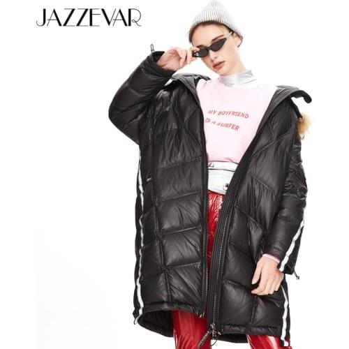 JAZZEVAR 2020 Winter new arrival women down jacket with a fur collar fashion style with a hood long winter clothes women K9071
