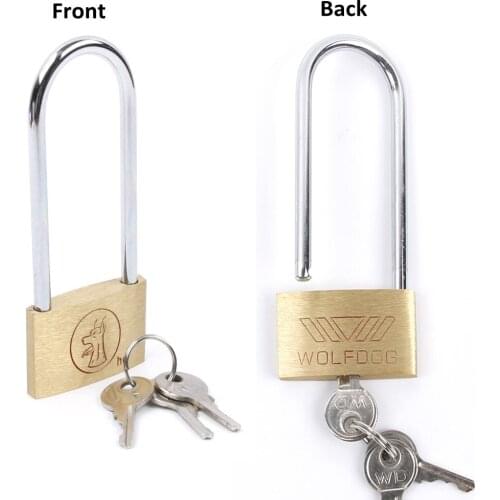 New Brass Padlock Long Shackle Travel Luggage/suitcase/gate Lock Security 3 Keys